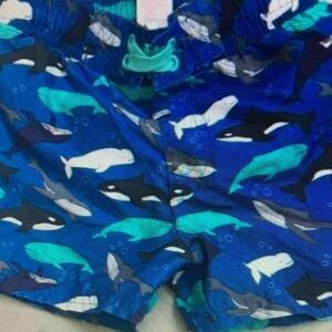 Kids Swim Shorts with Whale Print - Blue